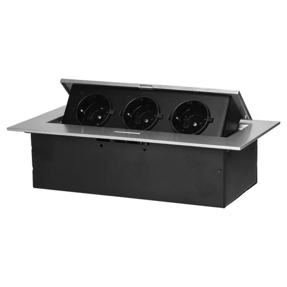 ORNO Asztalba süllyeszthető irodai elosztó, IP20, max.3600W, 3 x (2P+F), ezüst (OR-GM-9036(GS)/G)