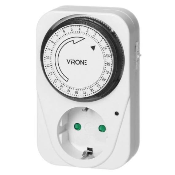 ORNO Mechanikus időkapcsoló, 24h, 3500W, 16A, IP20, min. be- és kikapcsolási idő 15 perc, SCHUKO (OR-MT-1(GS))