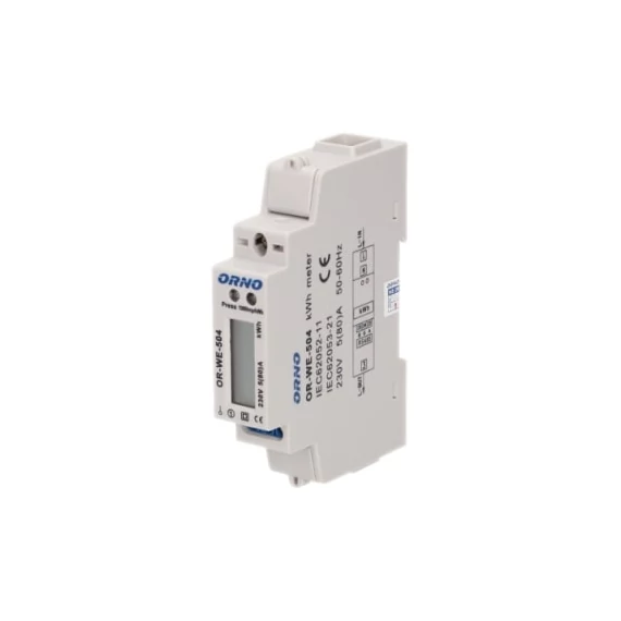 ORNO Digitális fogyasztásmérő, 1 fázisú, 80A, 230V/400V, LED, 1000imp/kWh, RS485 (OR-WE-504)