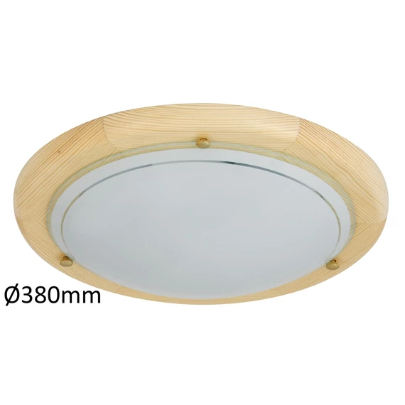 RÁBALUX Ufo mennyezeti lámpa, fa, D38, E27, 2x60W, natúr opál (5421)