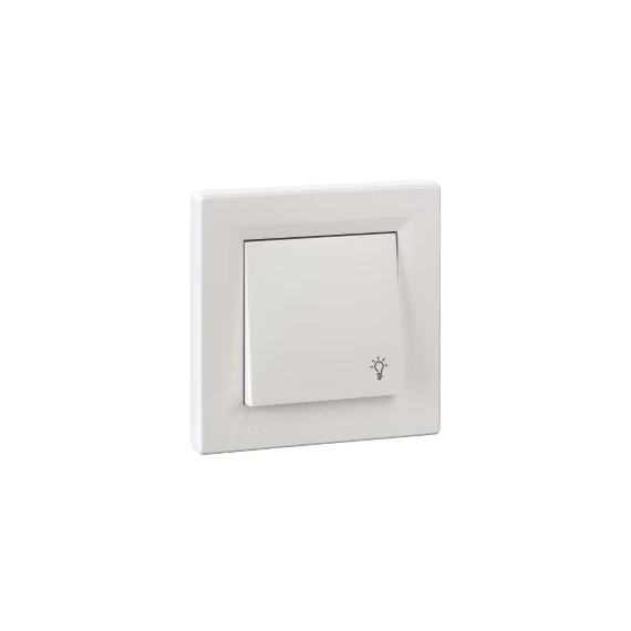 SCHNEIDER ELECTRIC ASFORA Egypólusú nyomó, lámpajel - IP44, kerettel, fehér (EPH0900221)