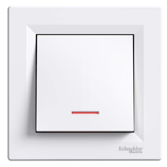 SCHNEIDER ELECTRIC ASFORA Egypólusú kapcsoló, jelzőfényes, rugós bekötés, fehér (EPH1400121)