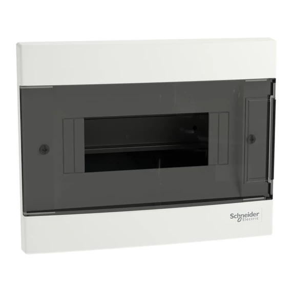 SCHNEIDER ELECTRIC EASY9 EU Kiselosztó, 8 modul, PE+N sínnel, füstszínű ajtóval, süllyesztett (EZ9EUA108)