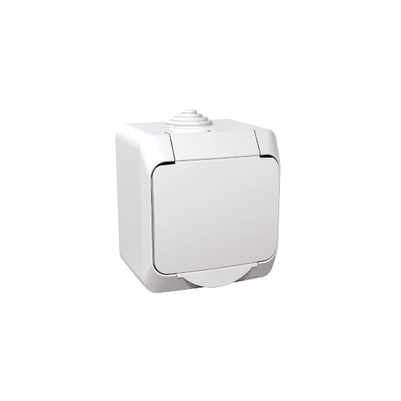 SCHNEIDER ELECTRIC CEDAR PLUS 2P+F csatlakozóaljzat, biztonsági zsaluval, csapófedéllel, IP44, fehér (WDE000541)