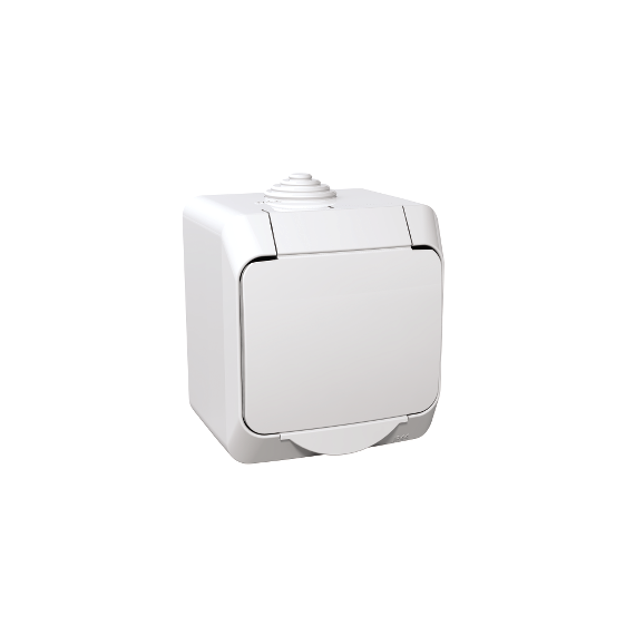 SCHNEIDER ELECTRIC CEDAR PLUS 2P+F csatlakozóaljzat, biztonsági zsaluval, csapófedéllel, IP44, fehér (WDE000541)