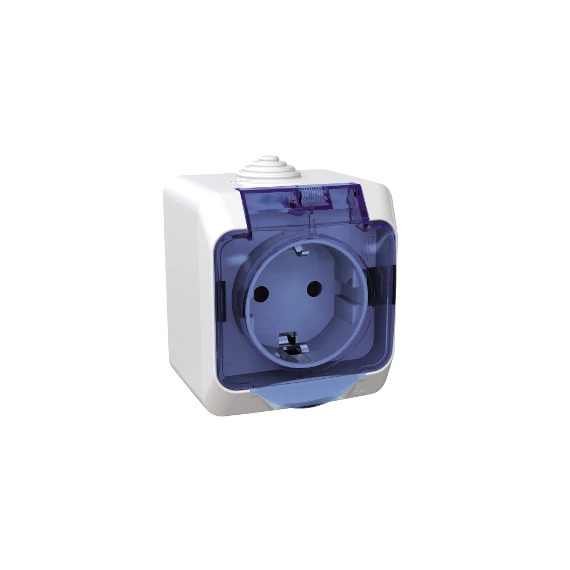 SCHNEIDER ELECTRIC CEDAR PLUS 2P+F csatlakozóaljzat, biztonsági zsaluval, átlátszó csapófedéllel, IP44, fehér (WDE000543)