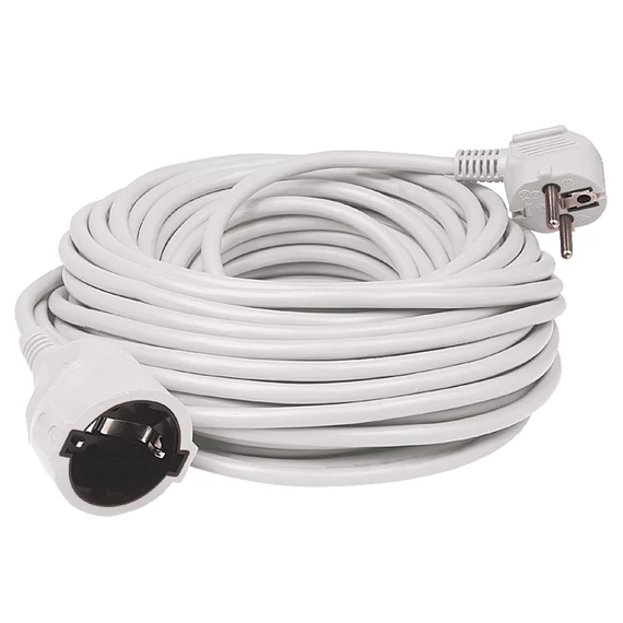 Somogyi Elektronic Home Hosszabító, 3 m, H05VV-F 3G1,5 mm2 kábel, IP20, 250V~/16A/3680W, pipa alakú dugó és egyenes lengő aljzat, fehér (NV 2-3/WH/1,5)