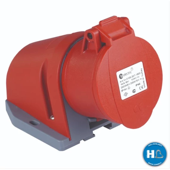 TP ELECTRIC 5x16A - Felületre rögzíthető dugalj (rugós - gyors bekötésű) (IP44) (3005-307-1600)