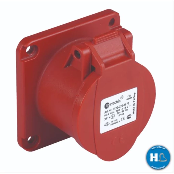 TP ELECTRIC 5x16A - Beépíthető dugalj (rugós - gyors bekötésű) IP44 75x75 egyenes (3005-322-1675)