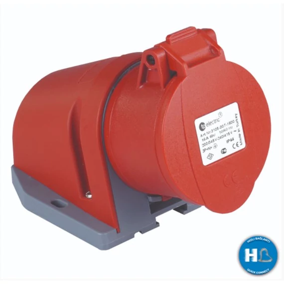 TP ELECTRIC 5x32A - Felületre rögzíthető dugalj (rugós - gyors bekötésű) (IP44) (3007-307-1600)