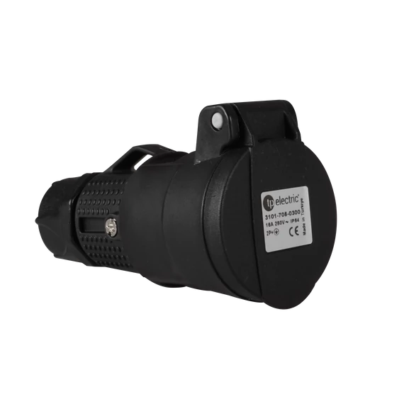 TP ELECTRIC Dugalj tömszelencével, 1Px16A, IP54, 250VAC, német (DIN) típus, fekete (3101-705-0300)