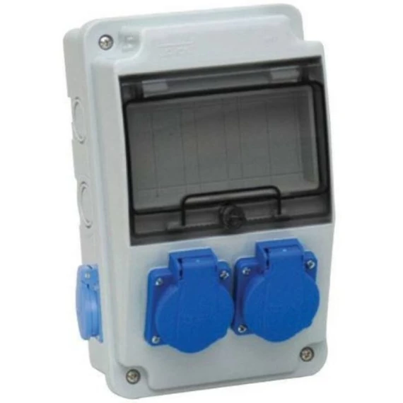 TP ELECTRIC Ipari doboz szerelt 130x220 2x(2P+F) előlapon + 2x(2P+F) oldalsó IP44 (3318-202-0000)