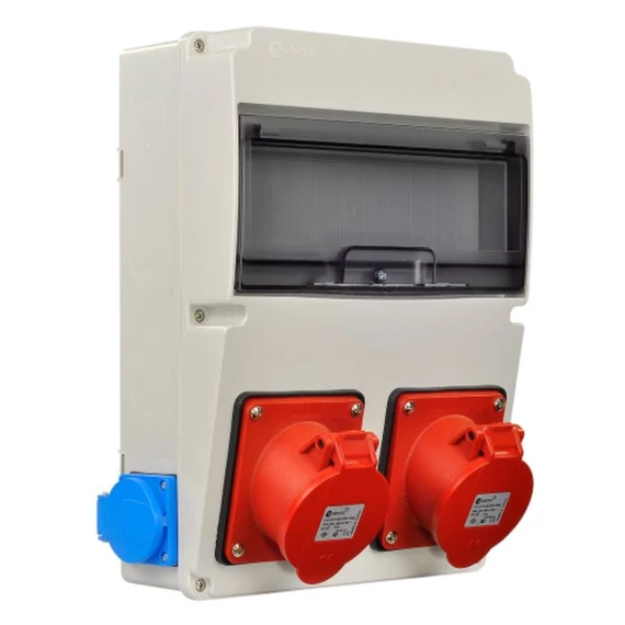 TP ELECTRIC Ipari doboz szerelt 220x300 2x(5P16A) + 2x(2P+F) oldalsó IP44 (3320-002-5500)