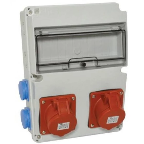 TP ELECTRIC Ipari doboz szerelt 220x300 - 1x(5P16A) +1x(5P32A) +4x(2P+F) oldalsó IP44 (3320-004-5700)