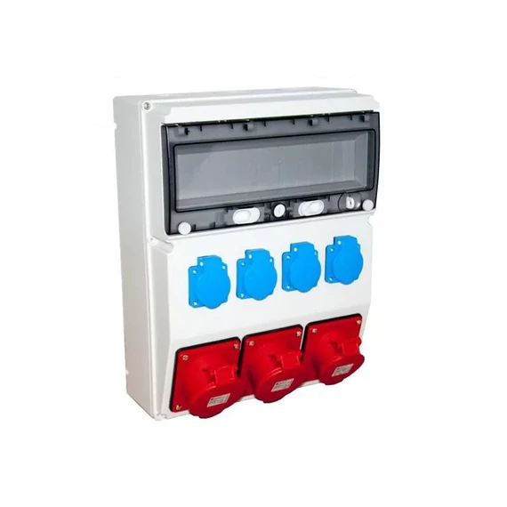 TP ELECTRIC Ipari doboz szerelt 300x400mm, IP44, 3x(5P16A) + 4x(2P+F), gyorscsatlakozós aljzatokkal (3360-400-0503HH)