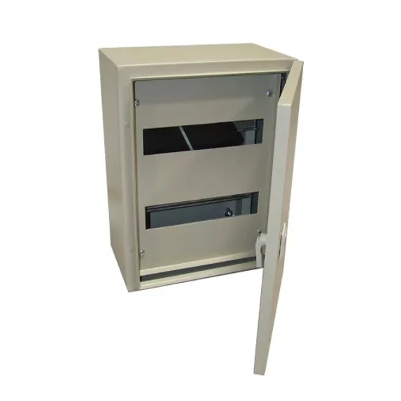 TRACON Fém elosztószekrény, maszkos, acél, szürke, 2x12 mod, HxWxD=400x300x200mm, IP55 (TFE403020M)