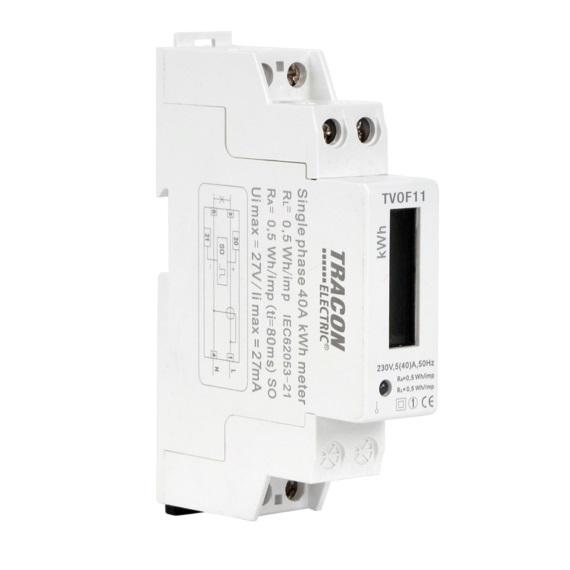 TRACON LCD kijelzésű fogyasztásmérő,közvetlen, 1 fázisú, 1 modul (TVOF11)
