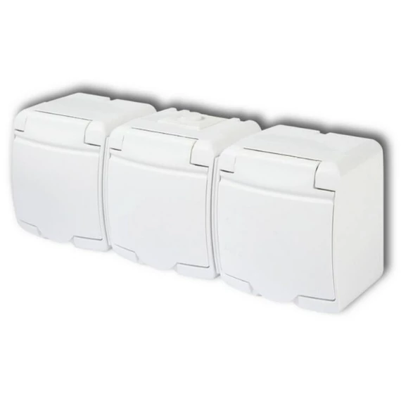GAO Aquastar 3-as földelt dugalj, csapfedeles, IP54, fehér (22161)