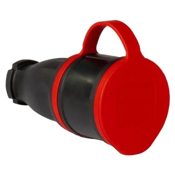 TP ELECTRIC Gumi dugalj csapfedeles 16A, 2P +F, 240V, IP44, fekete (TP-3101-304-0300)