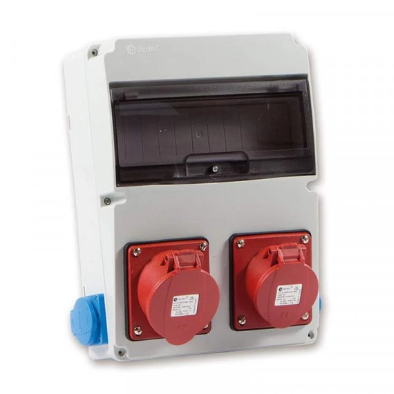 TP ELECTRIC Ipari doboz szerelt 220x300 - 1x(5P16A) +1x(5P32A) +2x(2P+F) oldalsó IP44 (3320-002-5700)