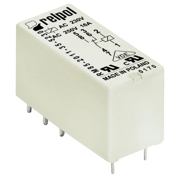 RELPOL RM85-2011-35-5230 Miniatűr relé, 1C/O, 16A, 230VAC (604658)