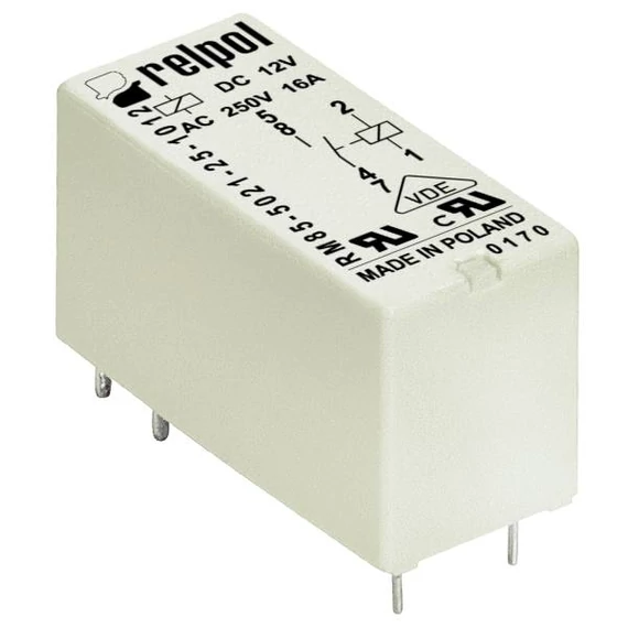 RELPOL RM85-5021-25-1012 inrush Miniatűr relé, 1N/O, 16A, 12DC, inrush (855081)