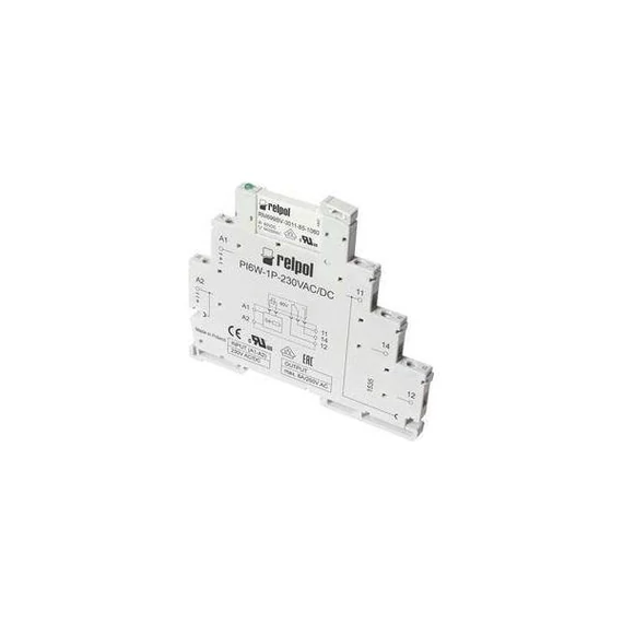RELPOL PIR6W-1P 230VAC/DC Interfész relé, 230VAC/DC, 1C/O, 6A, szürke (858609)