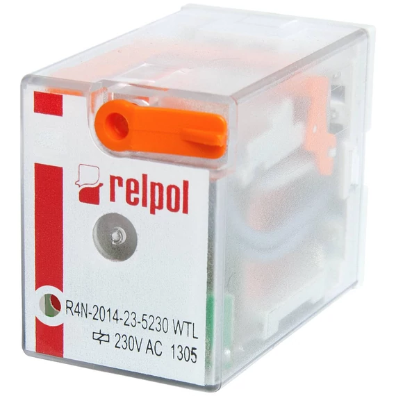 RELPOL R4N-2014-23-5048-WTL Miniatűr ipari relé 7A, 4CO, 48VAC, tesztkar, LED (860836)