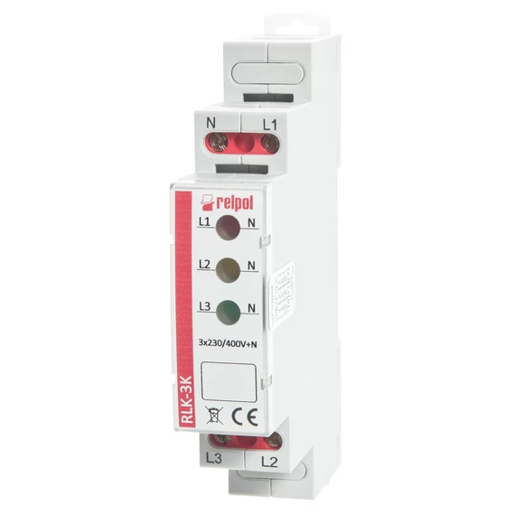 RELPOL RLK-3K Moduláris visszajelző, 3 fázisú, 1piros + 1zöld + 1sárga LED (863028)