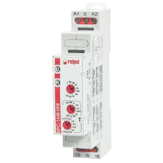 RELPOL RPC-1MB-UNI Időrelé multifunkciós, 1C/O, 10 funkció, 12-240VAC/DC (863182)