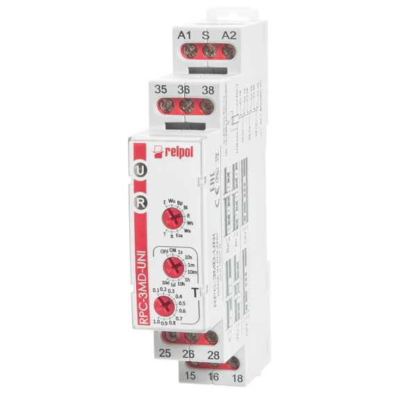 RELPOL RPC-3MD-UNI Időrelé multifunkciós, 3C/O, 10 funkció, 12-240VAC/DC (863219)