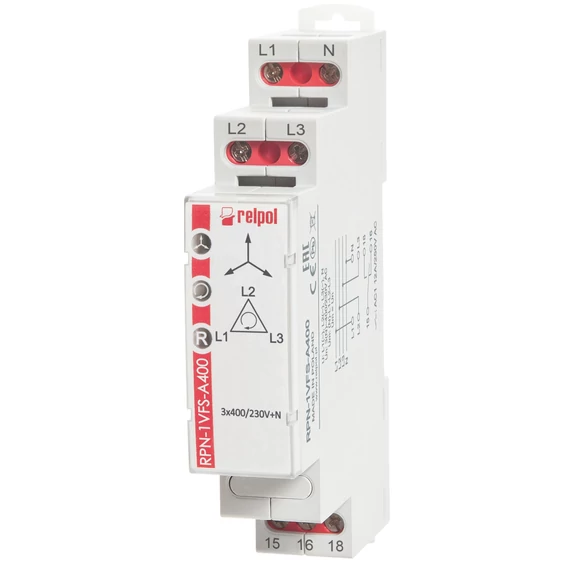RELPOL RPN-VFS-A400 3 fázisú feszültségfigyelő relé, 1P, AgSnO2, 12A / 250V AC, 12A / 24V DC (864372)