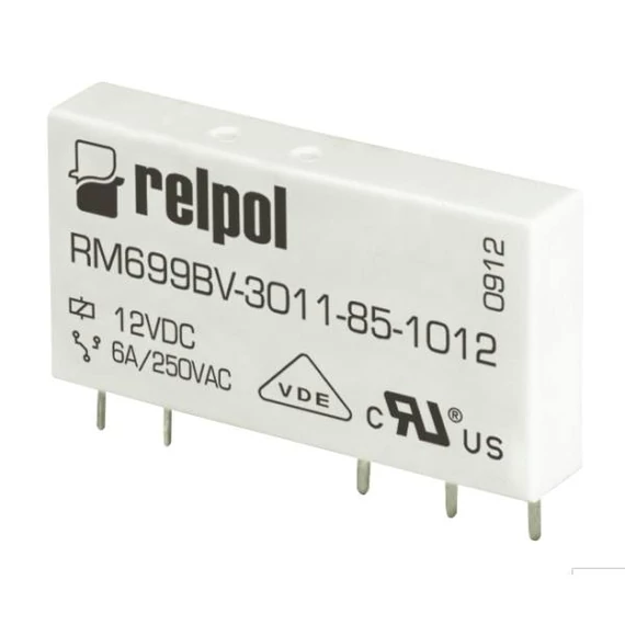 RELPOL RM699BV-3011-85-1012 Miniatűr relé 6A, 1C/O, 5VDC, vízszintes elhelyezésű (2613696)
