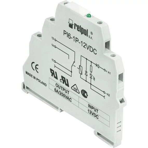 RELPOL PI6-1P-115VAC/DC Interfész relé, 1C/O, 115VAC/DC, 6A, 6,2mm (854908)