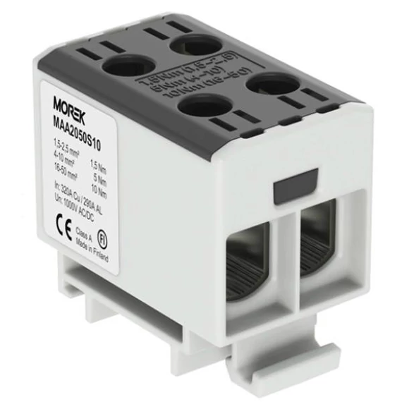 MOREK OTL50-2 Fővezetéki sorkapocs, 2xAl/Cu 1,5-50mm2, 1500V, fekete (MAA2050S10)