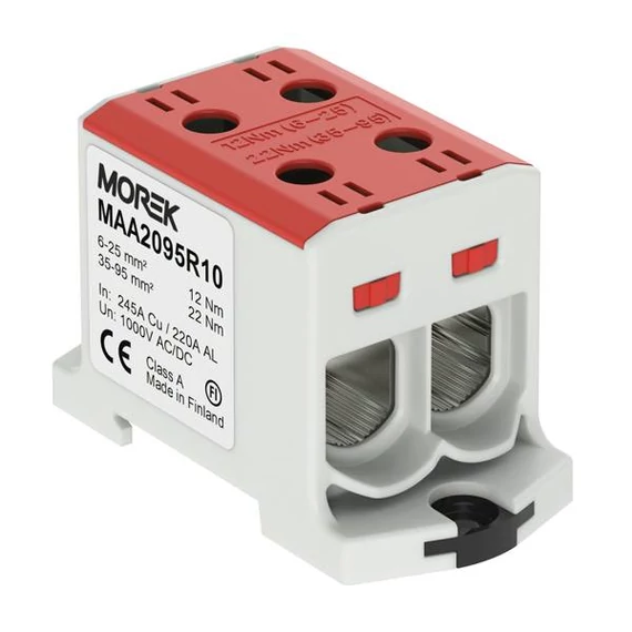 MOREK OTL95-2 Fővezetéki sorkapocs, 2xAl/Cu 6-95mm2, 1500V, piros (MAA2095R10)