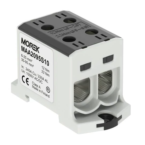 MOREK OTL95-2 Fővezetéki sorkapocs, 2xAl/Cu 6-95 mm2, 1500V, fekete (MAA2095S10)