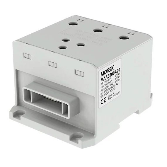 MOREK OTL300-3B Fővezetéki sorkapocs, 3xAl/Cu 95-300mm2 / 6*1*40, 1500V, szürke, flexisínhez (MAA3300A20)