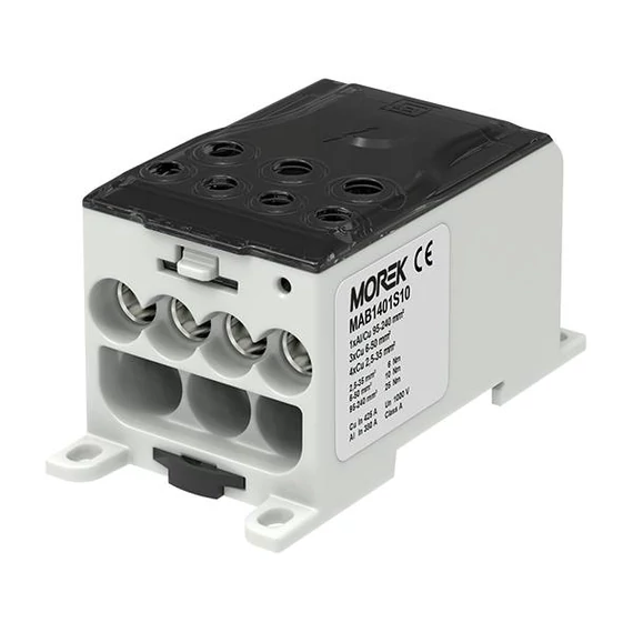 MOREK OJL 400A Elosztóblokk, be:1xAl/Cu240, ki: 4x35/3x50mm, szürke (MAB1401S10)