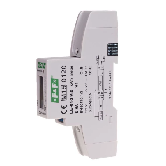 FF FILIPOWSKI LE-01D MID Fogyasztásmérő DIN sínre, egyfázisú, MID hitelesített LCD 5-45A (LE-01D)