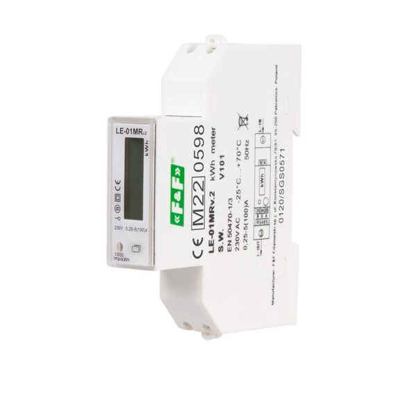 FF FILIPOWSKI LE-01MR MID Fogyasztásmérő DIN sínre, egyfázisú, MID, 100A, MODBUS-RTU, Kétirányú mérés (LE-01MR)