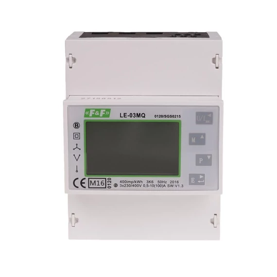 FF FILIPOWSKI LE-03MQ Fogyasztásmérő DIN sínre, 3 fázisú MID hitelesített LCD direktmérő, 100A, 4.5 modul RTU MODBUS kétirányú (LE-03MQ)