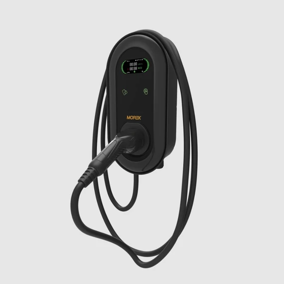 MOREK EV töltő, 22kW, AC, hálózati, LCD, kábel+Type2 csatlakozó (MEV22DREWN6T2)