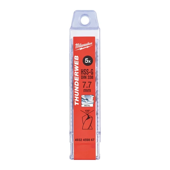 Milwaukee THUNDERWEB - HSS-G fémfúró DIN 338 - 7,7 mm 5 db (4932459867)