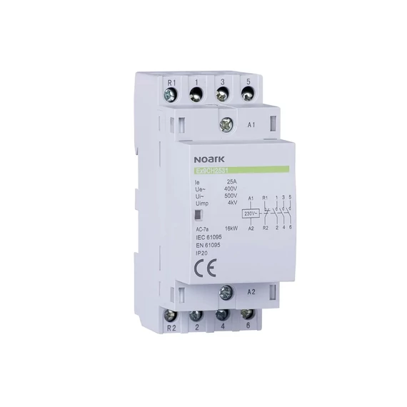 NOARK Ex9CH20 40 230V 50/60Hz Installációs relé 20A 230 V 4 NO contact (102408)