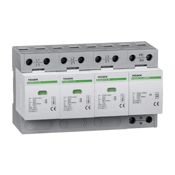 NOARK Ex9UE1+2 25R 3PN 280 Túlfeszültség levezető 1+2 (B+C) Iimp=25 kA Uc=280 VAC 3+Npólus t (105506)