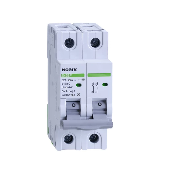NOARK Ex9BP 2P DC500V C16 EU Kismegszakító DC 6 kA PV-hez C karakt 16 A 1000 V DC 2MU (111561)