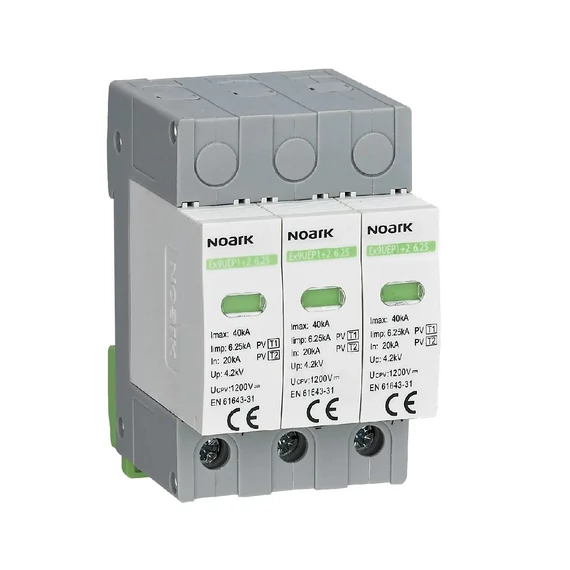 NOARK Ex9UEP1+2 6.25 3P 1200 EU Túlfeszültség levezető PV T1+T2 (B+C) Y 1200VDC IP20 (111761)