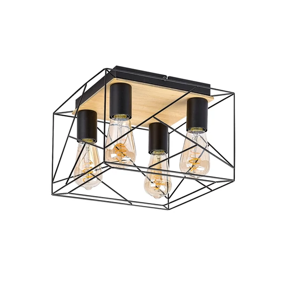RÁBALUX Boire beltéri mennyezeti lámpa E27 4xMAX40W, fekete, D30cm (71024)
