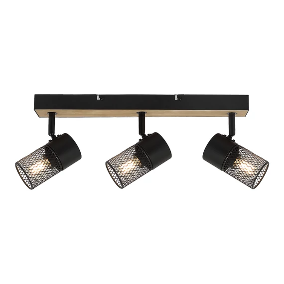 RÁBALUX Metta beltéri mennyezeti lámpa E14 3xMAX40W, tölgy/fekete, L41cm (71153)